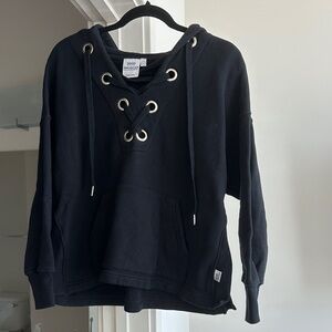Good American Black Lace-Up Hoodie